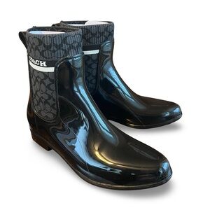 Coach Women’s Rivington Black Rain Bootie, Size 11 B Womens NEW